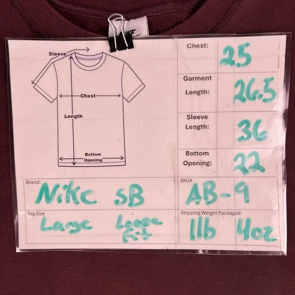 Nike SB Sweaters Mens L Maroon Loose Fit Pullover Skateboarding Swoosh Heavy - Picture 4 of 14
